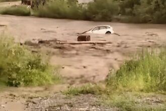 constanta o masina a fost luata de viitura o persoana a ramas blocata pe capota 68e5f3f51fcd5