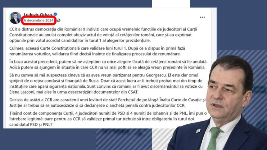 decizia ccr are caracterul unei lovituri de stat ccr a distrus democratia asta scria ludovic orban proaspat numit consilier prezidential in ziua in care ccr decidea anularea aleg 68e4e23ad4949
