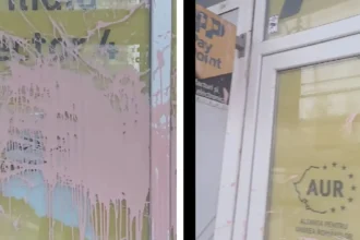 al doilea sediu aur vandalizat in mai putin de o luna s a aruncat cu o galeata de vopsea pe pereti si pe geamuri 6919edf48f30f