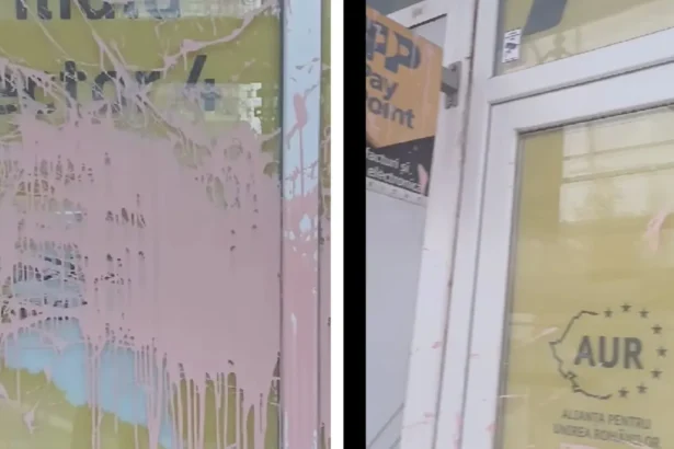 al doilea sediu aur vandalizat in mai putin de o luna s a aruncat cu o galeata de vopsea pe pereti si pe geamuri 6919edf48f30f