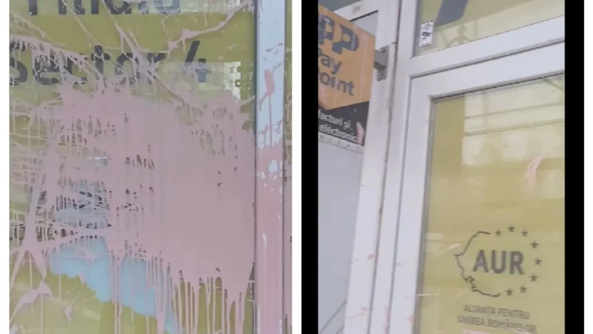 al doilea sediu aur vandalizat in mai putin de o luna s a aruncat cu o galeata de vopsea pe pereti si pe geamuri 6919edf48f30f