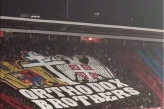 scenografie surpriza a fanilor celor de la steaua rosie belgrad la inceputul meciului cu fcsb mesaj impresionant pentru romani 6928c52be3a37