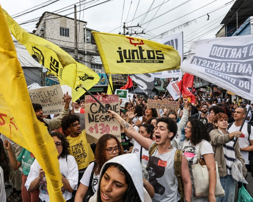 thousands join protests in rio favela after deadliest ever police raid 6905d58e3a5b0