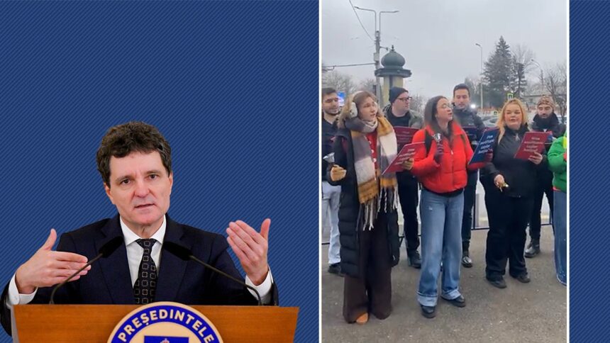 au venit colindatorii rezist cu un cantec special pentru nicusor dan angi serban conduce corul deschide ochii nicusoare 6949321557539