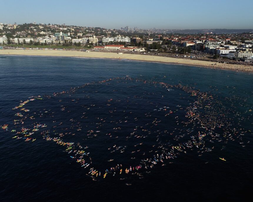 bondi paddle out surfers paddleboarders and swimmers pay tribute to victims of mass shooting 69448c3c249f2