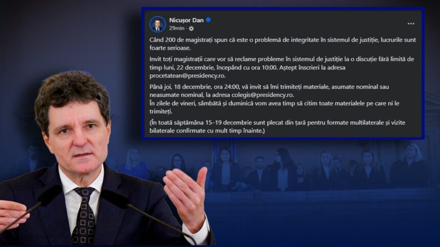 nicusor dan anunta ca ii invita pe magistrati sa i scrie dar ii asteapta la cotroceni pe 22 decembrie caci saptamana viitoare are treaba 693b858be3c15