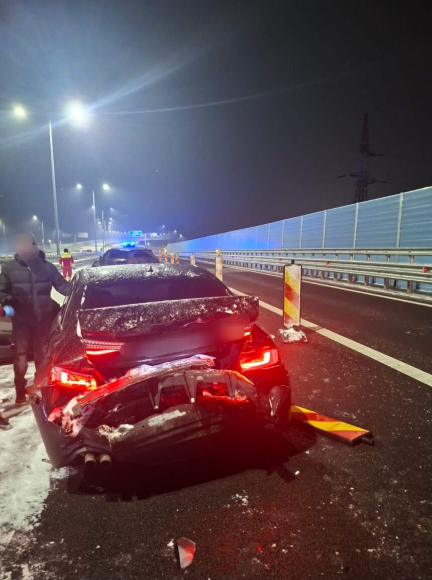 accident cu mai multe masini pe autostrada a1 din cauza poleiului 696aa21e354b2