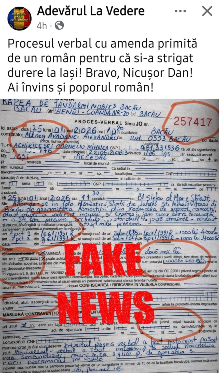 fals proces verbal al jandarmeriei distribuit in on line insotit de comentarii politice 697cd19a3a9e2