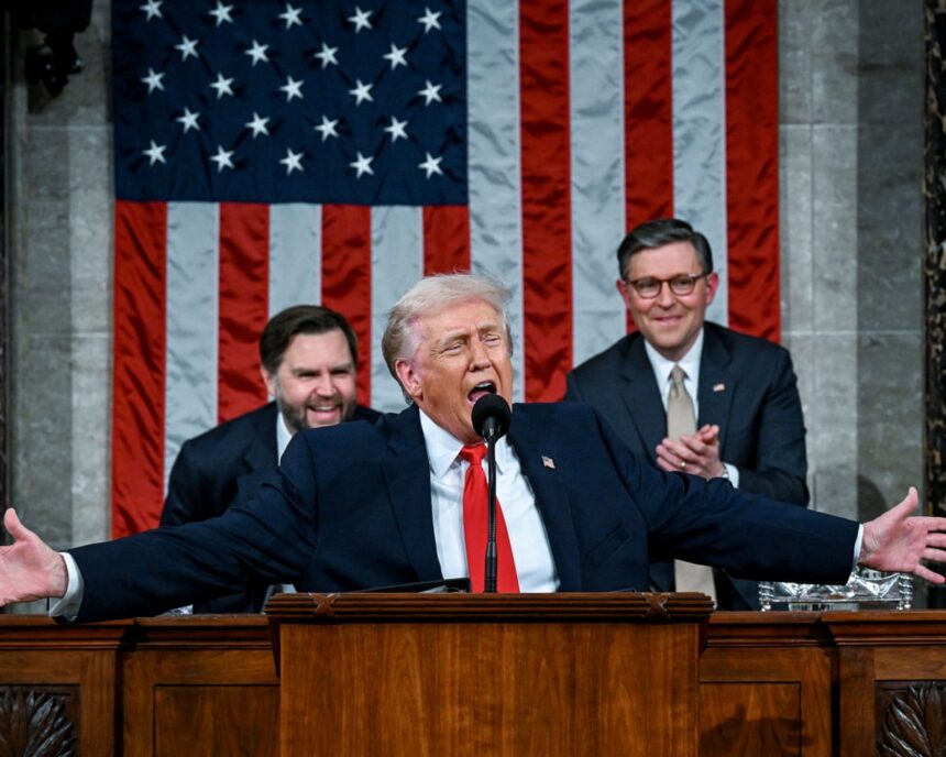 first thing trump claims a year of wins and attacks old foes in longest state of the union 699ef296a70fd