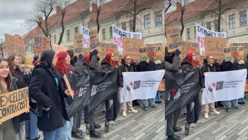 protest in fata rectoratului ubb studentii nemultumiti de taxele majorate ce transmite ubb 699ef41cb61a8