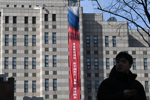 ukraine war briefing russian embassy in seoul raises victory will be ours banner drawing complaints 699bcbfcda7e3