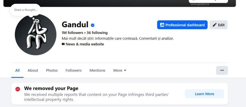 gandul acuza un asalt asupra publicatiei facebook a inchis pagina ziarului cu 1 milion de urmaritori 69d6704db37f6