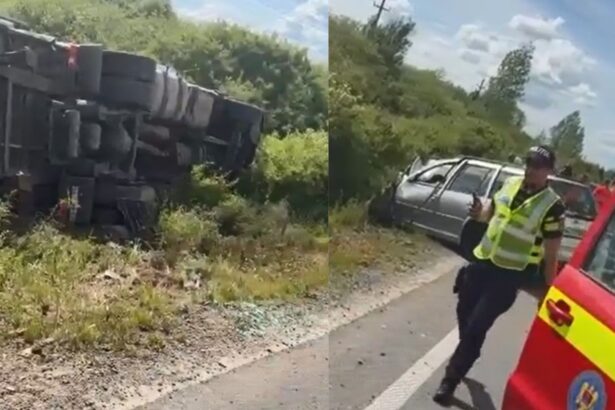 accident in timis un autotren s a rasturnat pe sosea iar un barbat a murit 6a072b0157168