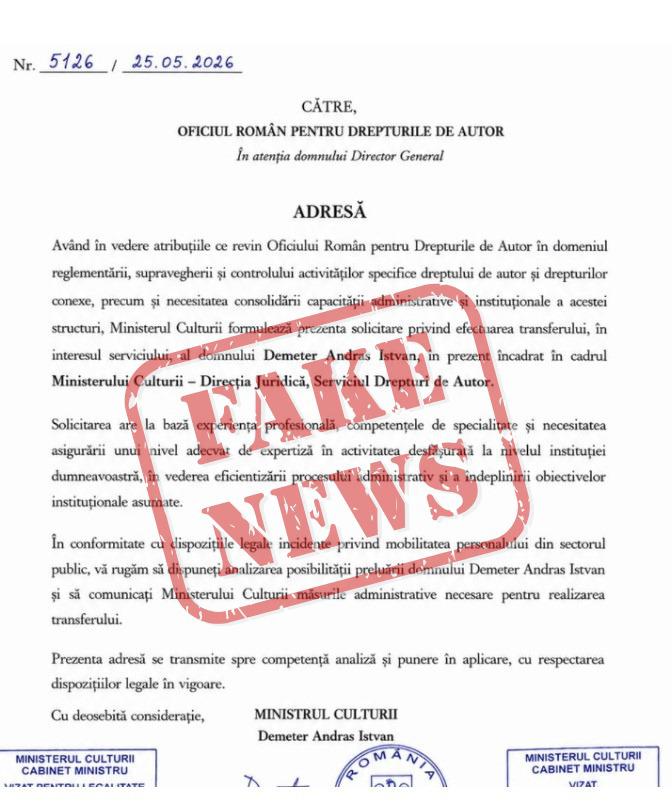 document fals care arata transferul ministrului culturii pe o alta pozitie ministerul culturii dezminte informatia 6a158d116948a